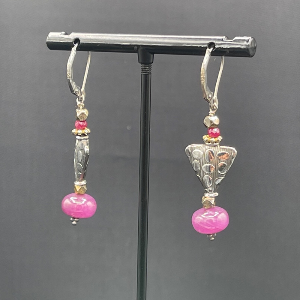 Natural Ruby Sterling Silver Dangle Earrings - image 3